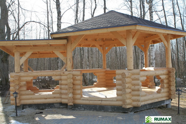 Image #1 of 8: Беседка из оцилиндрованного бревна
